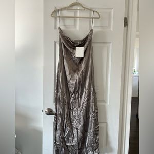 Dissh strapless silver dress